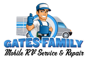 Gates Family RV logo on blue background